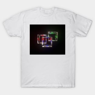 Three Floating Colorful Wireframe Cubes Design T-Shirt